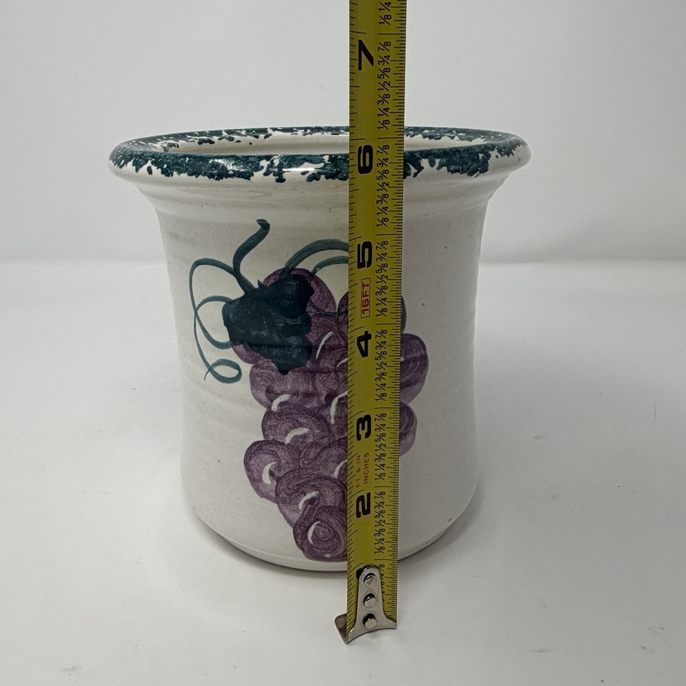 Contemporary Pottery LTD Oregon Vase Hand Painted Grapes Teal Spatterware - Picture 11 of 12